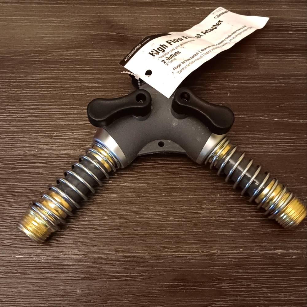 Dual Hose Connector with Black and Silver Finish